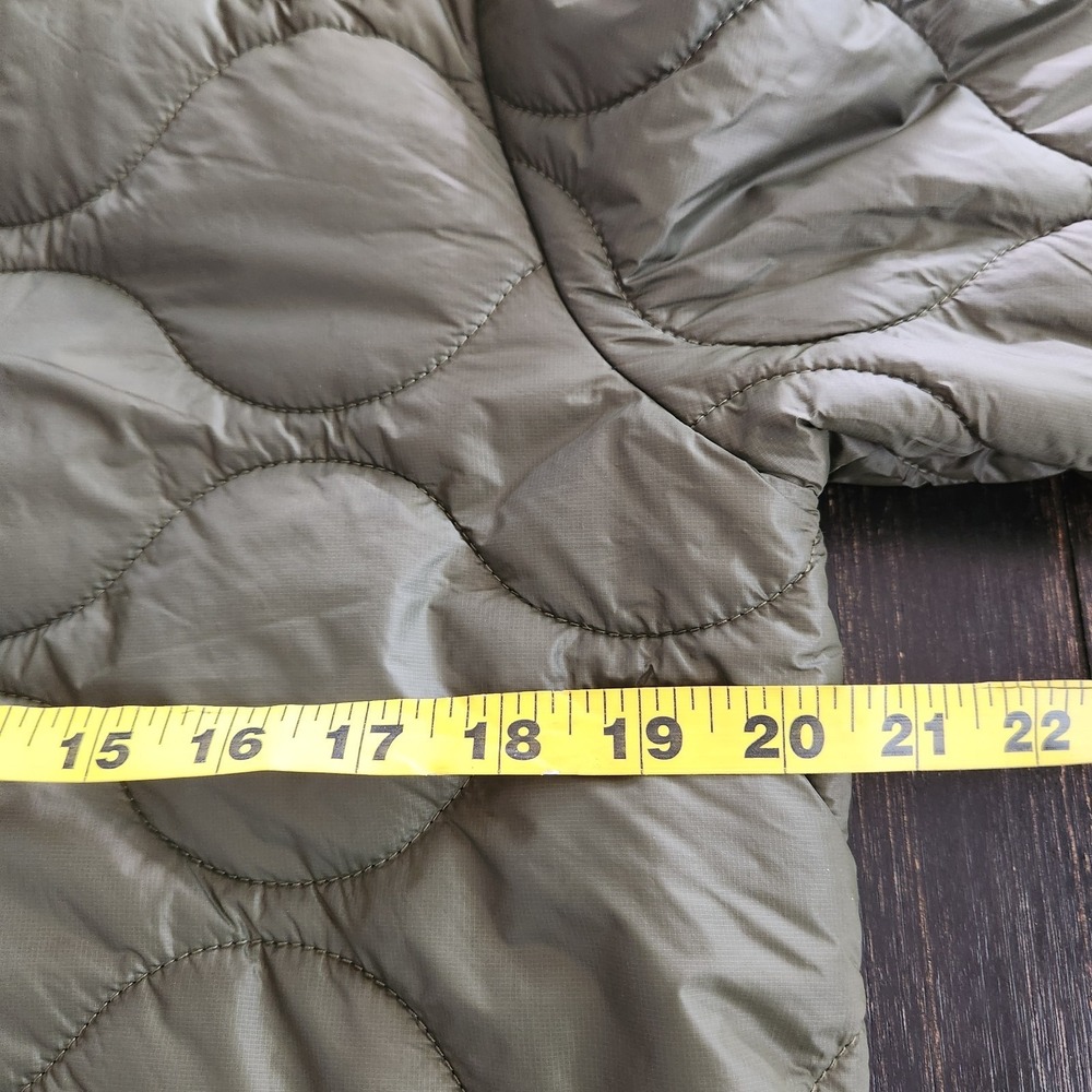 J.Crew Military Liner Inspired Quilted Puffer Hooded Size XS Olive Green Layered - Picture 6 of 16